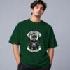 indian-chief-biker-tshirt-bottle-green-front Indian Chief Motor Club 240 GSM Oversized Tee in bottle green, front view – Kool Kameez