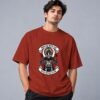 indian-chief-biker-tshirt-brick-red-front Indian Chief Motor Club Retro Round Neck T-Shirt in brick red, front view – Kool Kameez