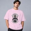 indian-chief-biker-tshirt-light-baby-pink-front Indian Chief Motor Club 240 GSM Oversized Tee in light baby pink, front view – Kool Kameez
