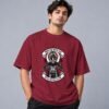 indian-chief-biker-tshirt-maroon-front Indian Chief Motor Club 240 GSM Oversized Tee in maroon, front view – Kool Kameez