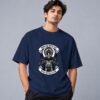 indian-chief-biker-tshirt-navy-blue-front Indian Chief Motor Club 240 GSM Oversized Tee in navy blue, front view – Kool Kameez