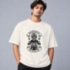 indian-chief-biker-tshirt-off-white-front Indian Chief Motor Club 240 GSM Oversized Tee in off white, front view – Kool Kameez
