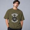 indian-chief-biker-tshirt-olive-green-front Indian Chief Motor Club 240 GSM Oversized Tee in olive green, front view – Kool Kameez