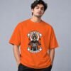 indian-chief-biker-tshirt-orange-front Indian Chief Motor Club Retro Round Neck T-Shirt in orange, front view – Kool Kameez