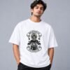 indian-chief-biker-tshirt-white-front Indian Chief Motor Club 240 GSM Oversized Tee in white, front view – Kool Kameez