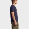 Jurassic Park Distressed Logo Round Neck T-Shirt in Navy Blue, side view