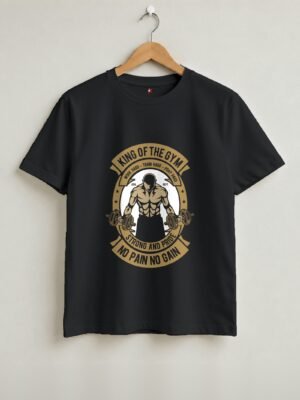 King Of The Gym Round Neck T-Shirt - Black - Front View King Of The Gym Round Neck T-Shirt - Black - Front View