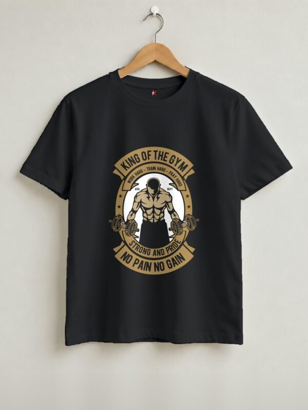 King Of The Gym Round Neck T-Shirt - Black - Front View King Of The Gym Round Neck T-Shirt - Black - Front View