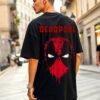 Deadpool Water Art 180 GSM Oversized Tee — black, view 1