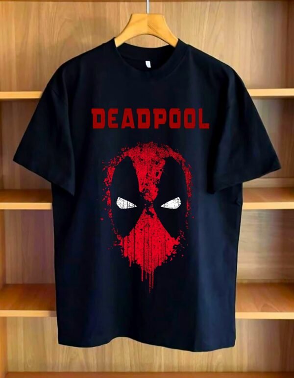 Deadpool Water Art 180 GSM Oversized Tee — black, view 3