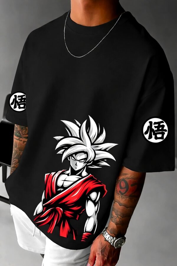 kk-goku-silver-oversized-tee-1-hd Goku Silver 180 GSM Oversized Tee — black, view 1