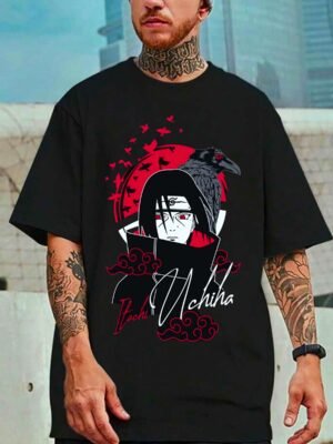 Itachi Crow 180 GSM Oversized Tee — black, view 1