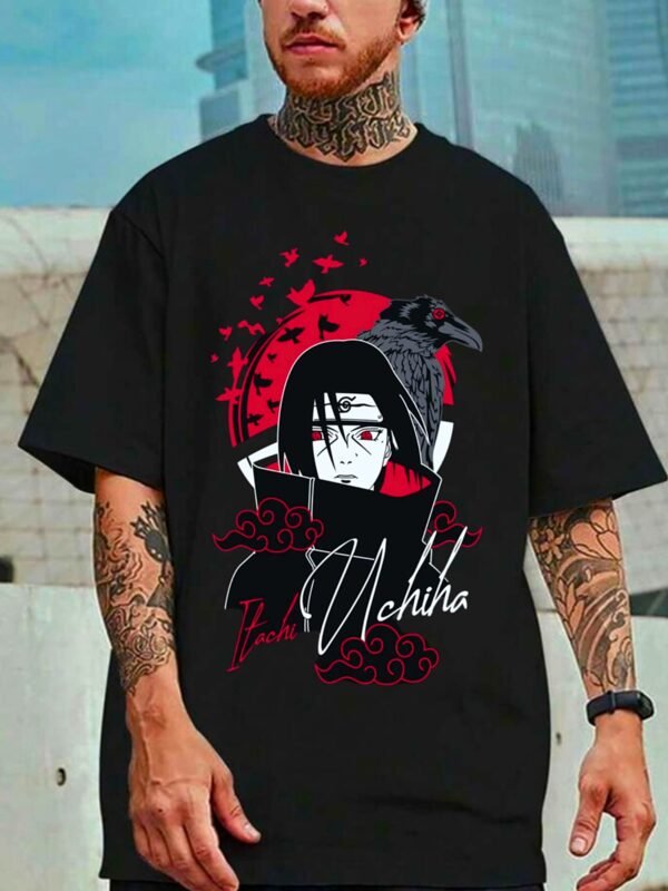 Itachi Crow 180 GSM Oversized Tee — black, view 1