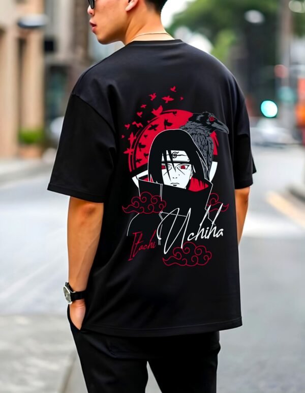 kk-itachi-crow-oversized-tee-2-hd Itachi Crow 180 GSM Oversized Tee — black, view 2