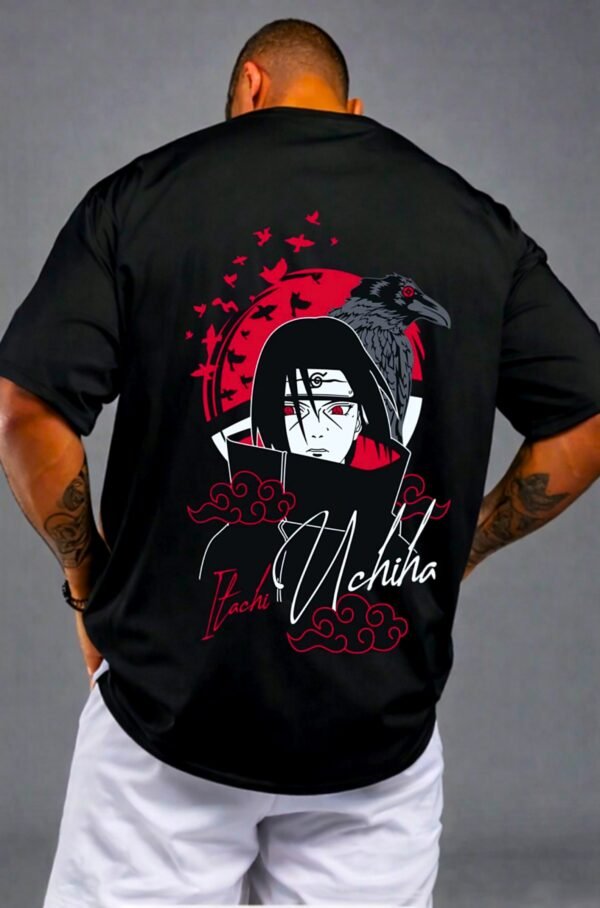 kk-itachi-crow-oversized-tee-3-hd Itachi Crow 180 GSM Oversized Tee — black, view 3