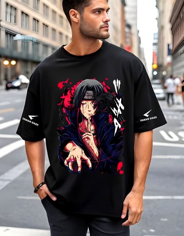 kk-itachi-silence-oversized-tee-2-hd Itachi Silence 180 GSM Oversized Tee — black, view 2
