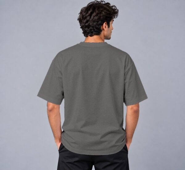 Kool Kameez charcoal melange T-shirt, plain back view