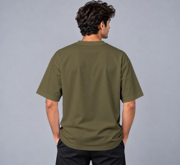 Kool Kameez olive green T-shirt, plain back view