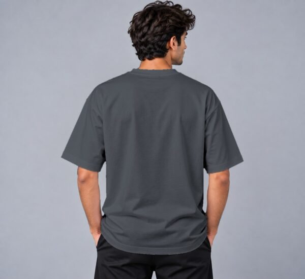 Kool Kameez steel grey T-shirt, plain back view