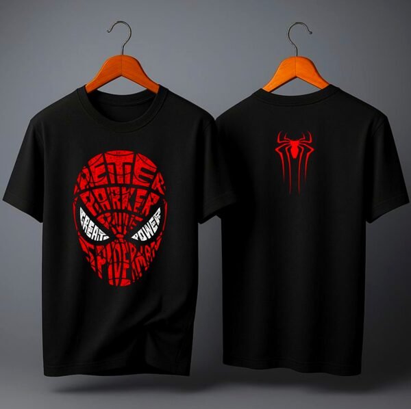 kk-peter-parker-spider-mask-oversized-tee-2-hd Peter Parker Spider Mask 180 GSM Oversized Tee — black, view 2