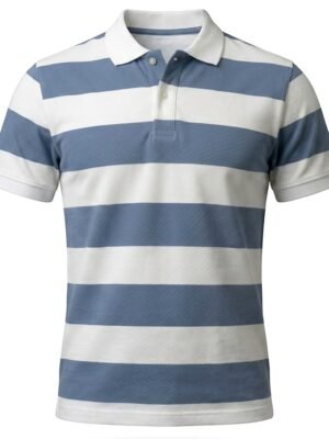 Wide Stripe Polo 220 GSM — blue white
