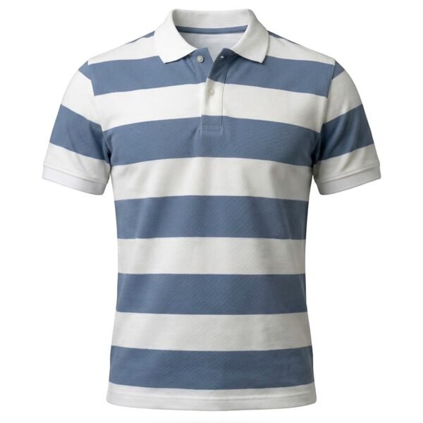 kk-polo-st03-blue-white (HD) Wide Stripe Polo 220 GSM — blue white