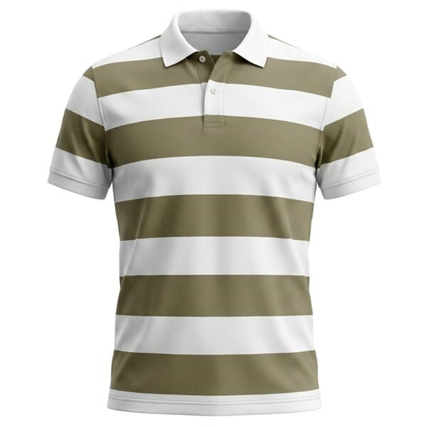 kk-polo-st03-khaki-white (HD) Wide Stripe Polo 220 GSM — khaki white