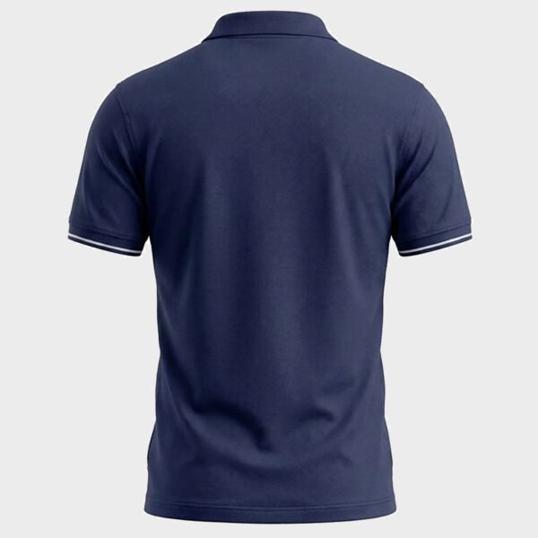 Navy Blue Tipped V-Neck Polo 220 GSM — back
