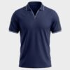 Navy Blue Tipped V-Neck Polo 220 GSM — front