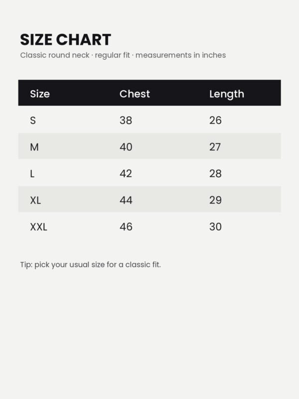 kk round neck tshirt size chart kk round neck tshirt size chart
