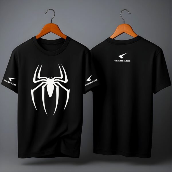 Spider Emblem White 180 GSM Oversized Tee — black, view 2