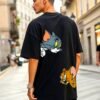 kk-tom-and-jerry-oversized-tee-1-hd Tom & Jerry 180 GSM Oversized Tee — black, view 1