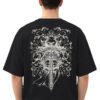 Armoured Knight Sword 220 GSM oversized tee in Black — back view