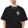 Armoured Knight Sword 220 GSM oversized tee in Black — front view