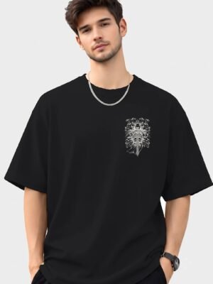 Armoured Knight Sword Oversized Tee Black front Armoured Knight Sword 220 GSM oversized tee in Black — front view
