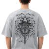 Armoured Knight Sword 220 GSM oversized tee in Grey Melange — back view