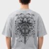 Armoured Knight Sword Oversized Tee Grey Melange back Armoured Knight Sword 220 GSM oversized tee in Grey Melange — back view