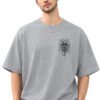 Armoured Knight Sword 220 GSM oversized tee in Grey Melange — front view
