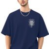 Armoured Knight Sword 220 GSM oversized tee in Navy Blue — front view