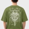 Armoured Knight Sword Oversized Tee Olive Green back Armoured Knight Sword 220 GSM oversized tee in Olive Green — back view