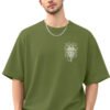 Armoured Knight Sword 220 GSM oversized tee in Olive Green — front view