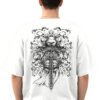 Armoured Knight Sword 220 GSM oversized tee in White — back view