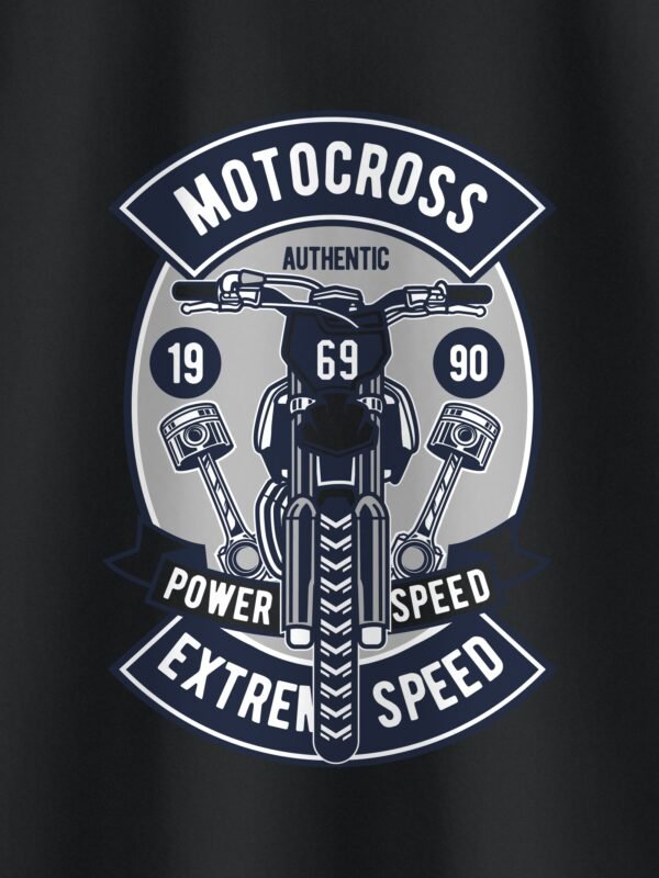 Motocross Extreme Speed Round Neck T-Shirt - Print Detail Motocross Extreme Speed Round Neck T-Shirt - Print Detail