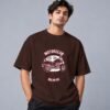 Hell Rider Motorclub Retro Round Neck T-Shirt in coffee brown, front view – Kool Kameez