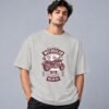 Hell Rider Motorclub 240 GSM Oversized Tee in grey melange, front view – Kool Kameez