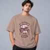 Hell Rider Motorclub Retro Round Neck T-Shirt in mushroom, front view – Kool Kameez