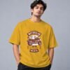 Hell Rider Motorclub 240 GSM Oversized Tee in mustard yellow, front view – Kool Kameez