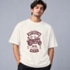 Hell Rider Motorclub 240 GSM Oversized Tee in off white, front view – Kool Kameez