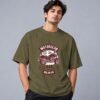 Hell Rider Motorclub 240 GSM Oversized Tee in olive green, front view – Kool Kameez