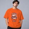 Hell Rider Motorclub Retro Round Neck T-Shirt in orange, front view – Kool Kameez
